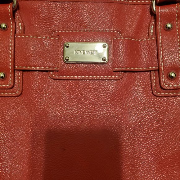 Nine West Red Leather Satchel purse - Picture 4 of 5